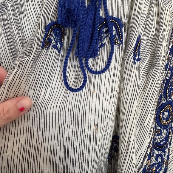 Anthropologie Floreat Small Lona Embroidered Beaded Tunic Top Bohemian Hippie - Picture 6 of 10